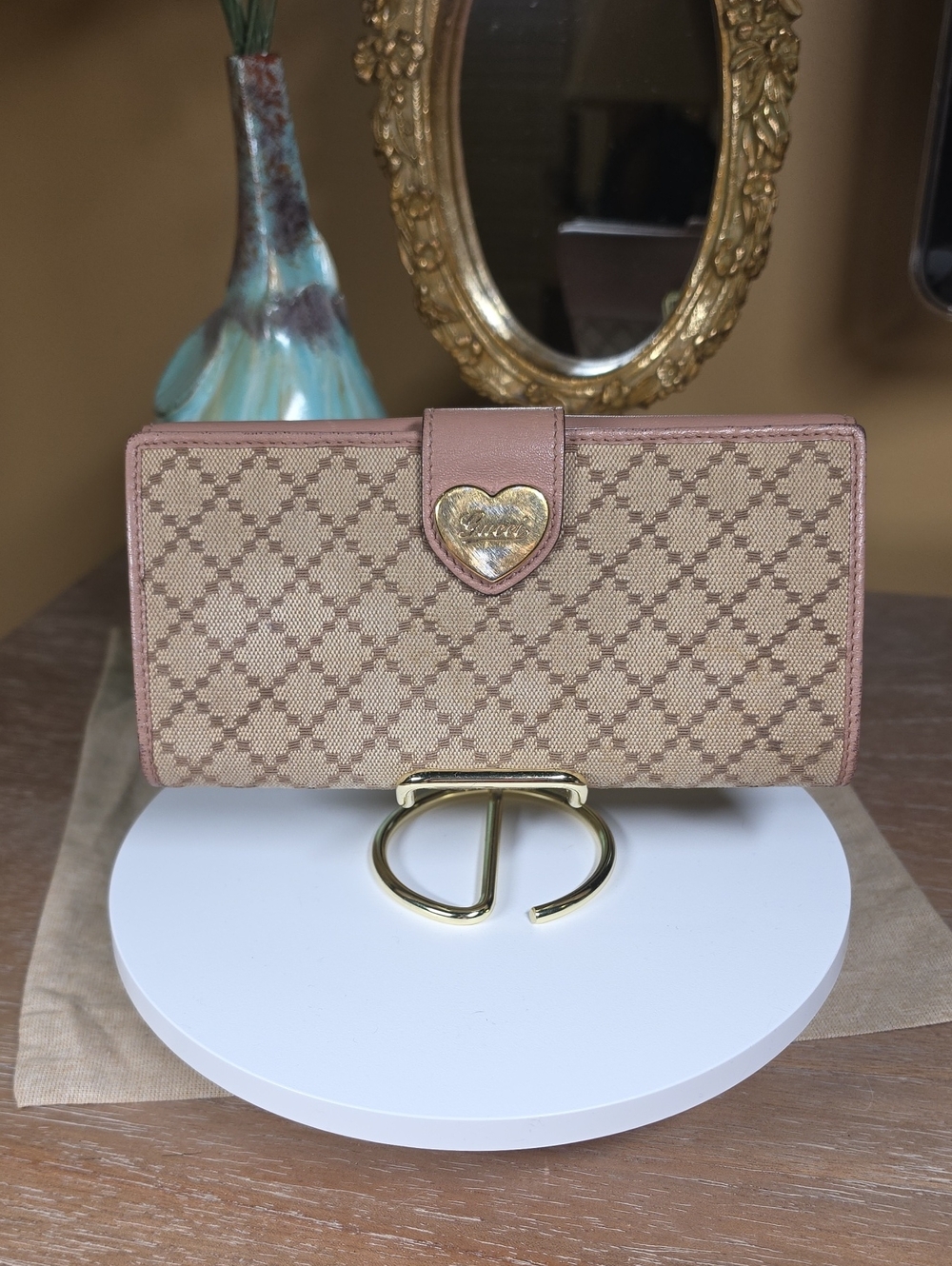 Authentic Gucci "Lovely Heart" Diamante Canvas Continental Wallet Vintage EUC - Picture 4 of 13